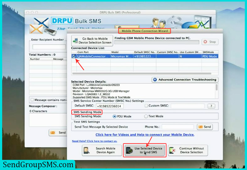Message tool. We use SMS to send.